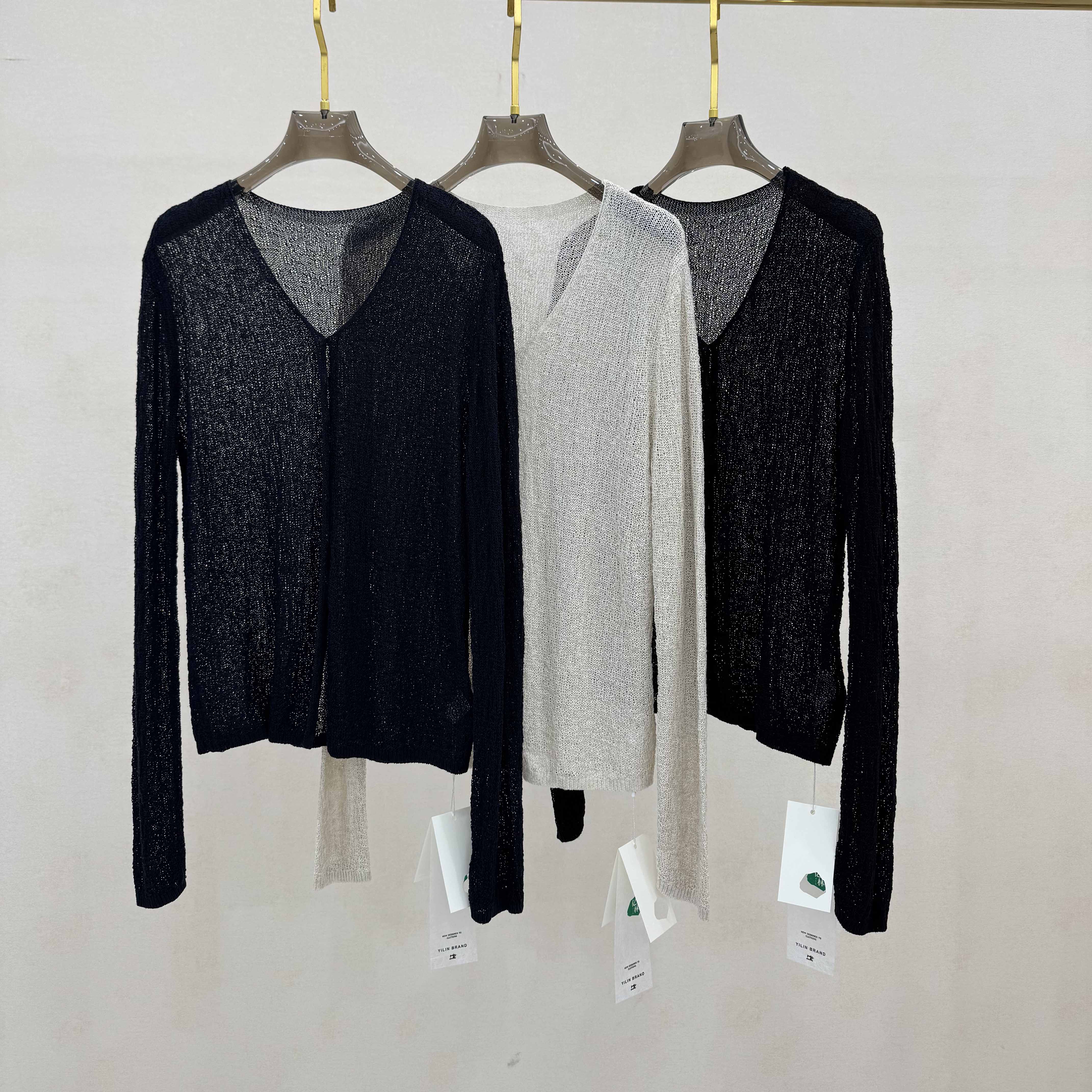 50277【深圳设计师】V领长袖针织开衫A24046