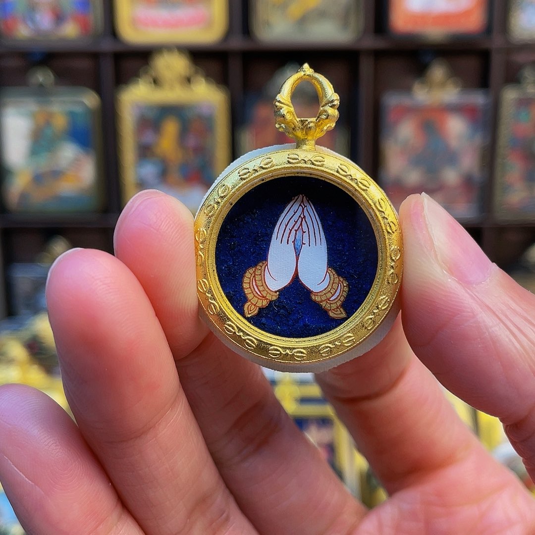 卷轴画观观手势图热贡纯手绘