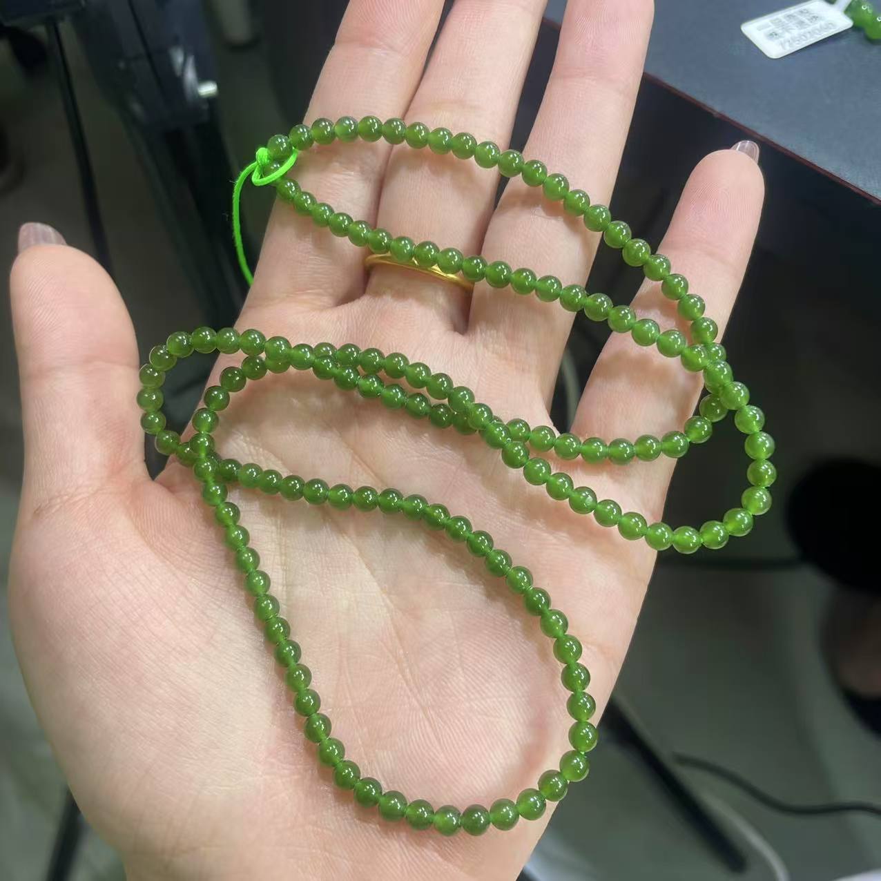 和田玉碧玉俄料4mm高货毛衣链