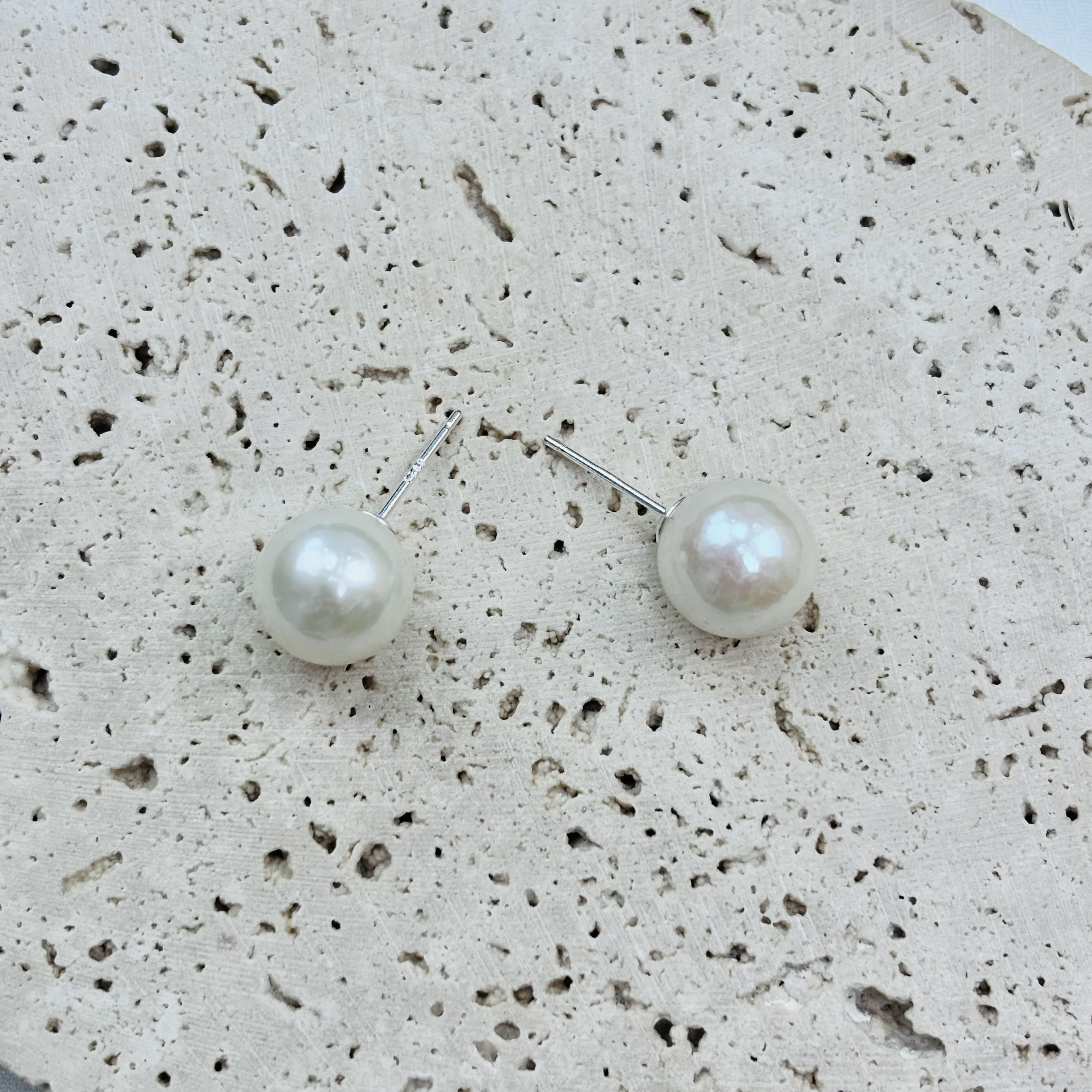 天然淡水珍珠耳钉大龙珠S925