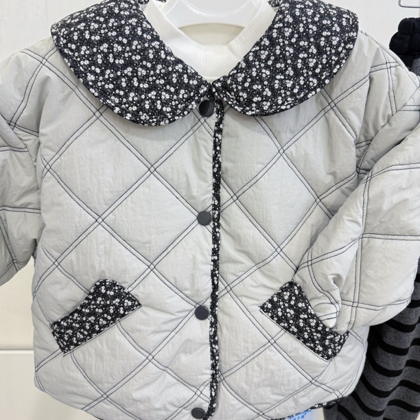 女童棉服加绒格子外套