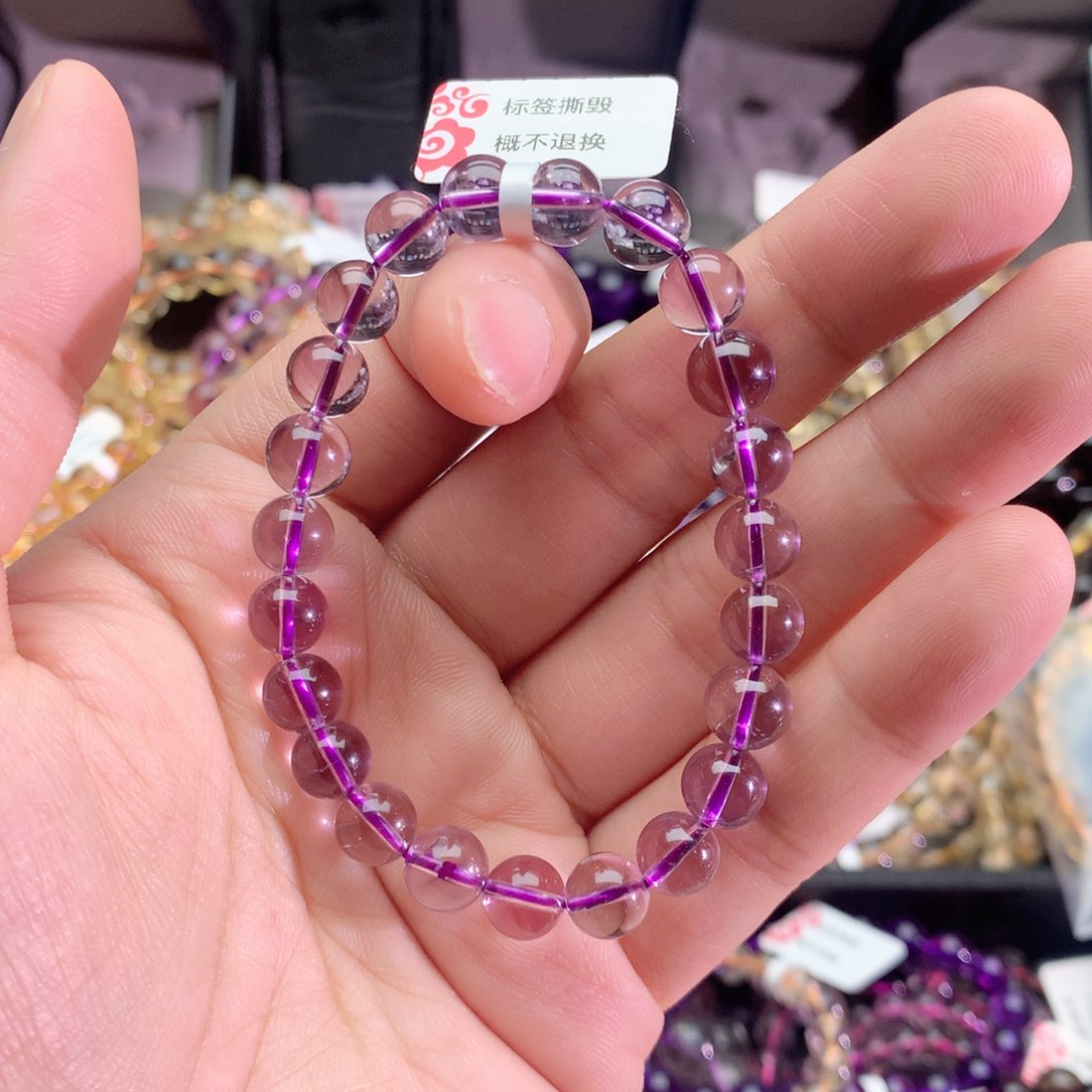 水晶手串未镶嵌天*宝紫水晶手链8+