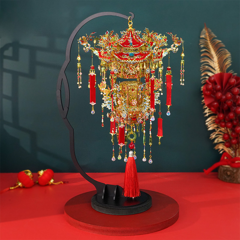 中国风喜灯diy中式花灯手工制作模型拼装悬浮宫灯3d金属拼图礼物