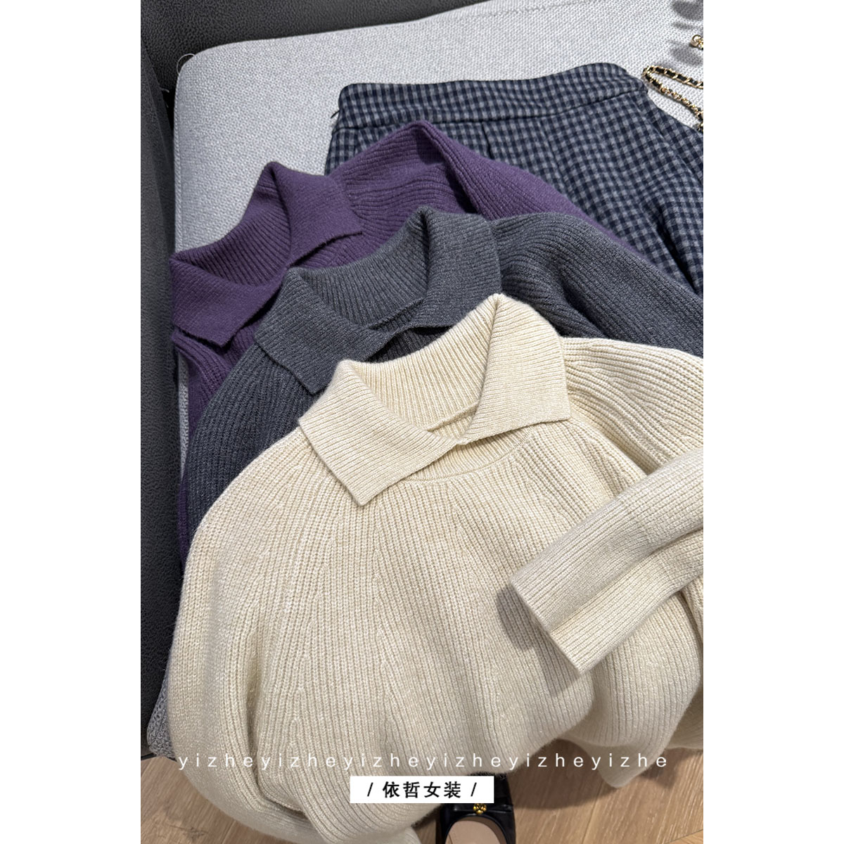 “”学院风毛衣“”2025气质短款宽松温柔秋冬法式