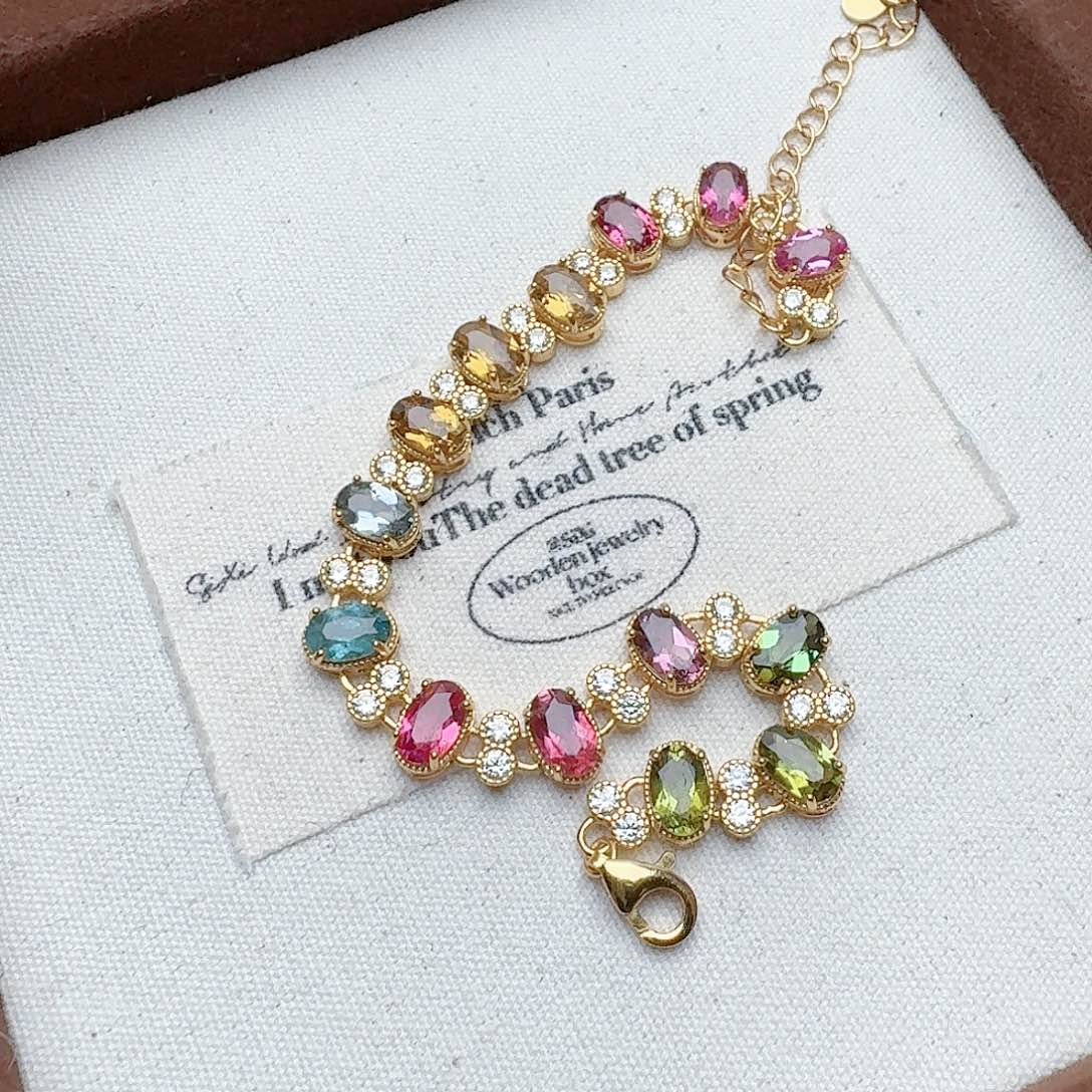 碧玺手链银S925镶嵌手链