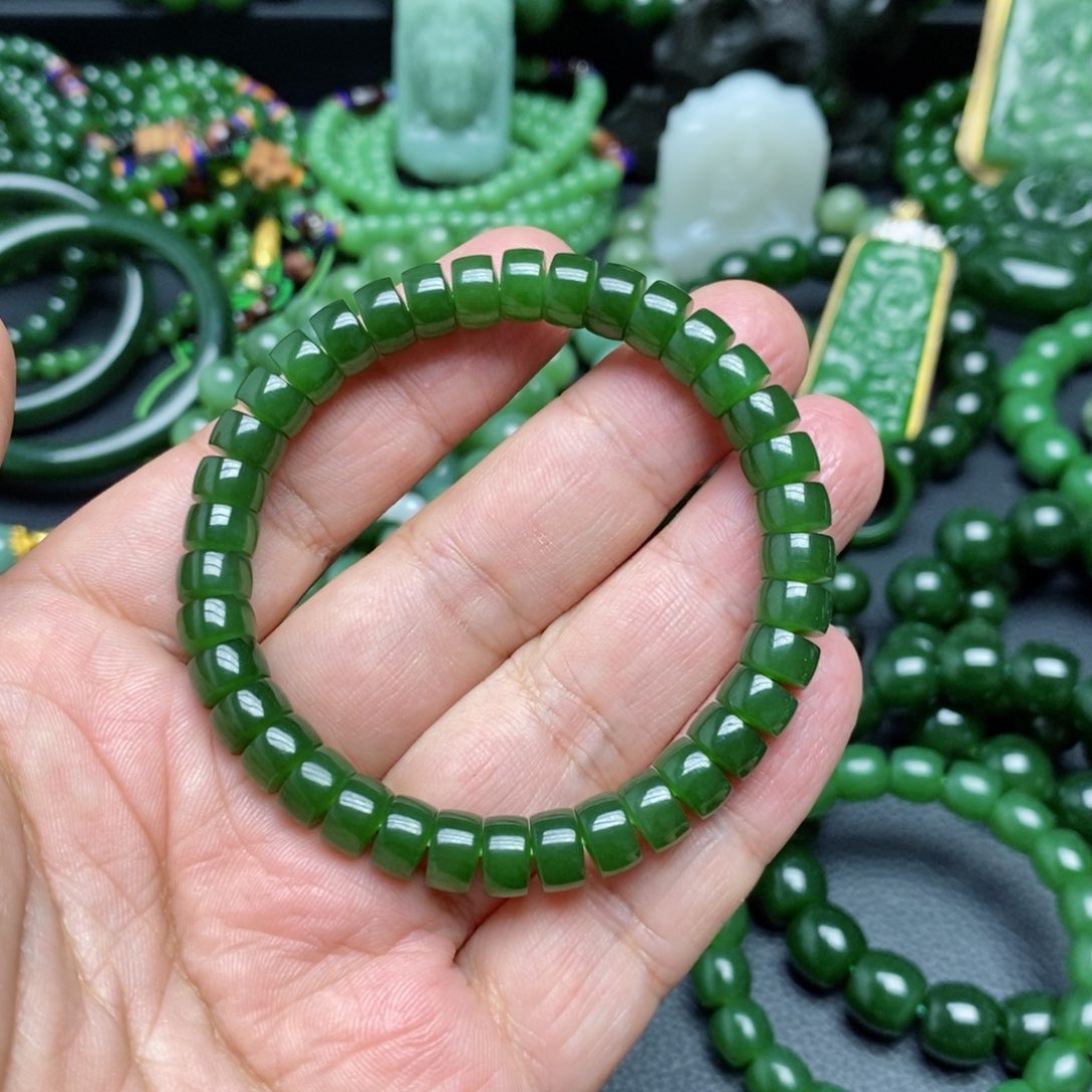 和田玉（碧玉）手串未镶嵌小*