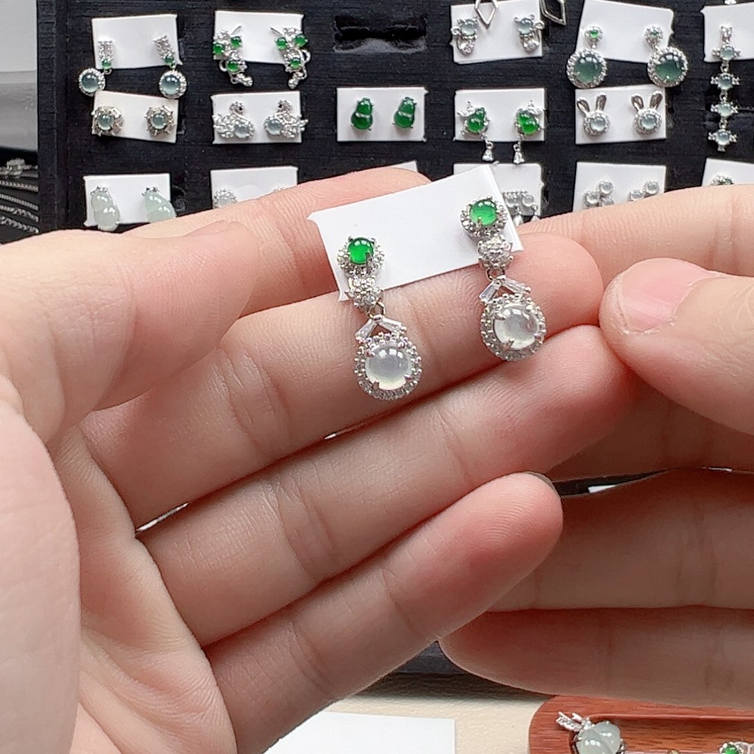 翡翠手链银S925镶嵌天然翡翠A货