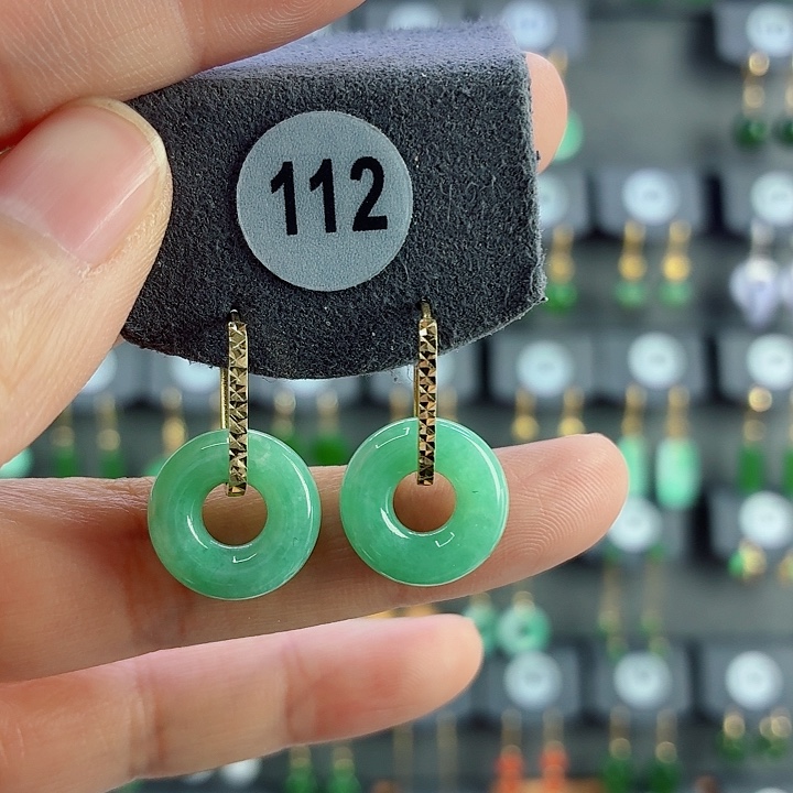 翡翠18K金镶嵌耳饰