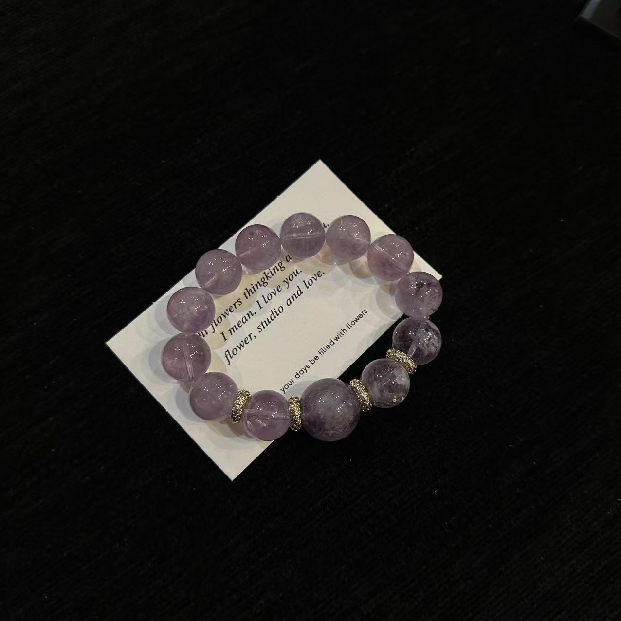 「YIMIMI」天然水晶 15-18mm 紫兔毛手链x3647 多样性发货