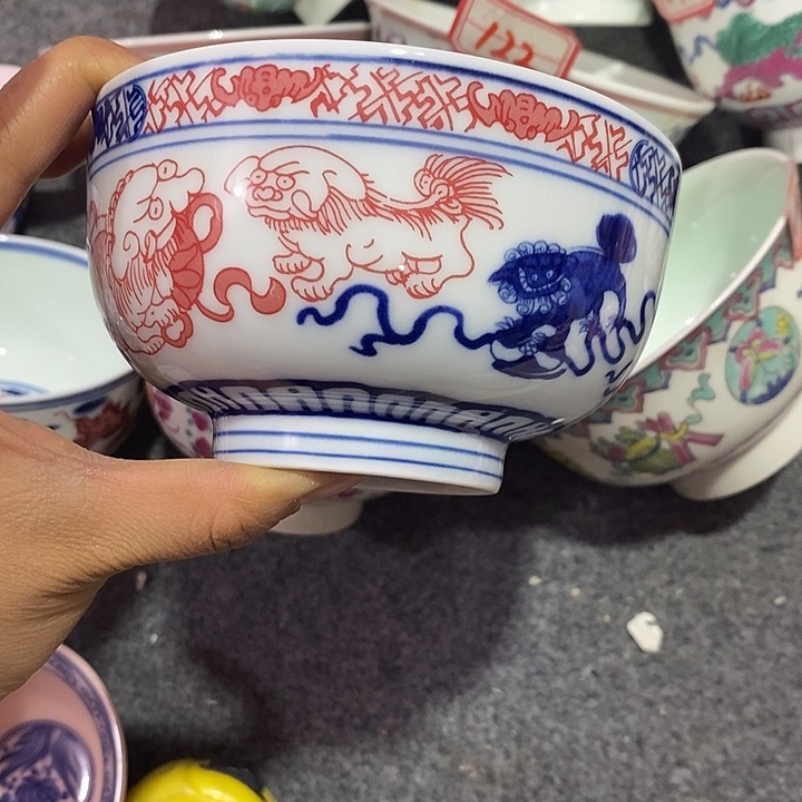 摆件陶5寸绿稀土罗汉碗87号