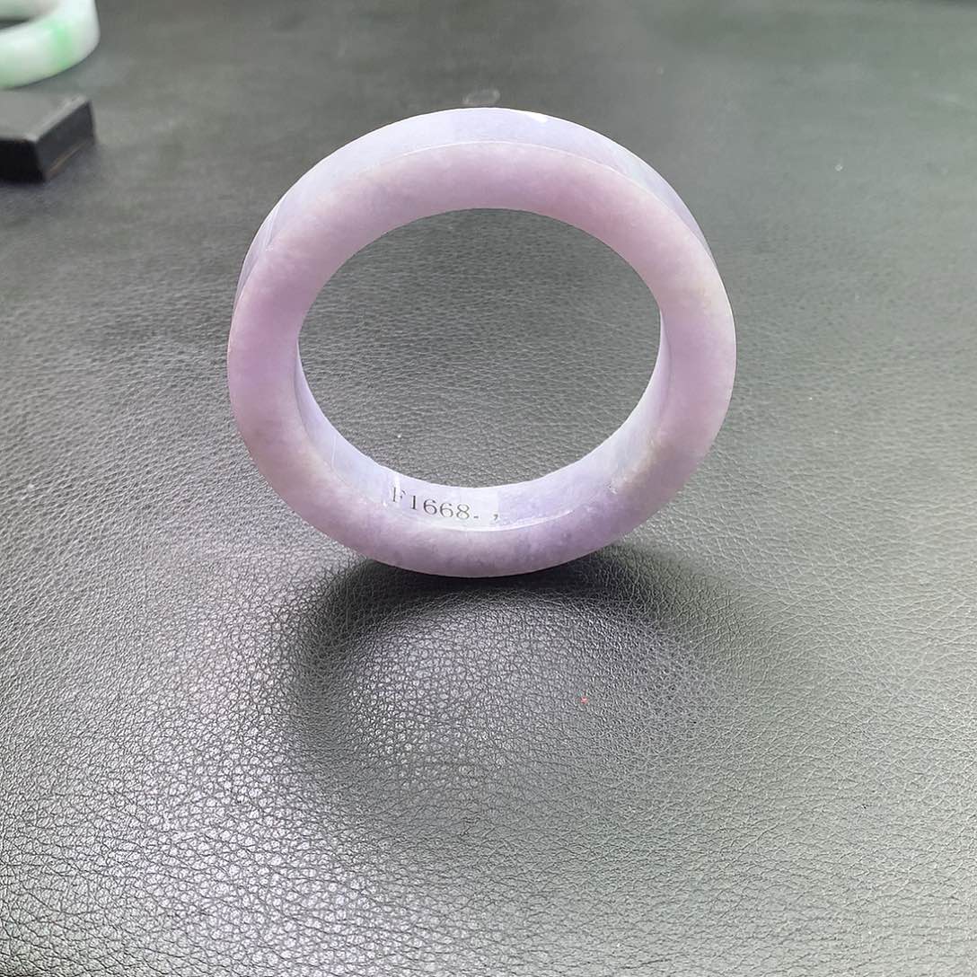 定制翡翠未镶嵌56-59正圈冰粉紫手镯