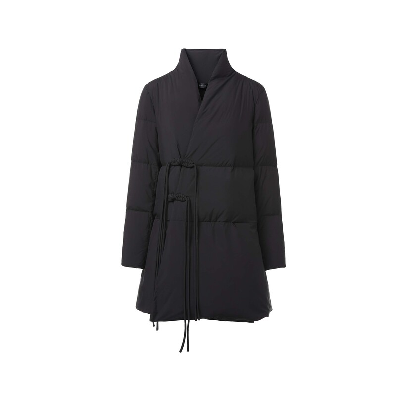 sdeer圣迪奥女装时尚百搭立领盘扣新中式宽松羽绒服S24483101