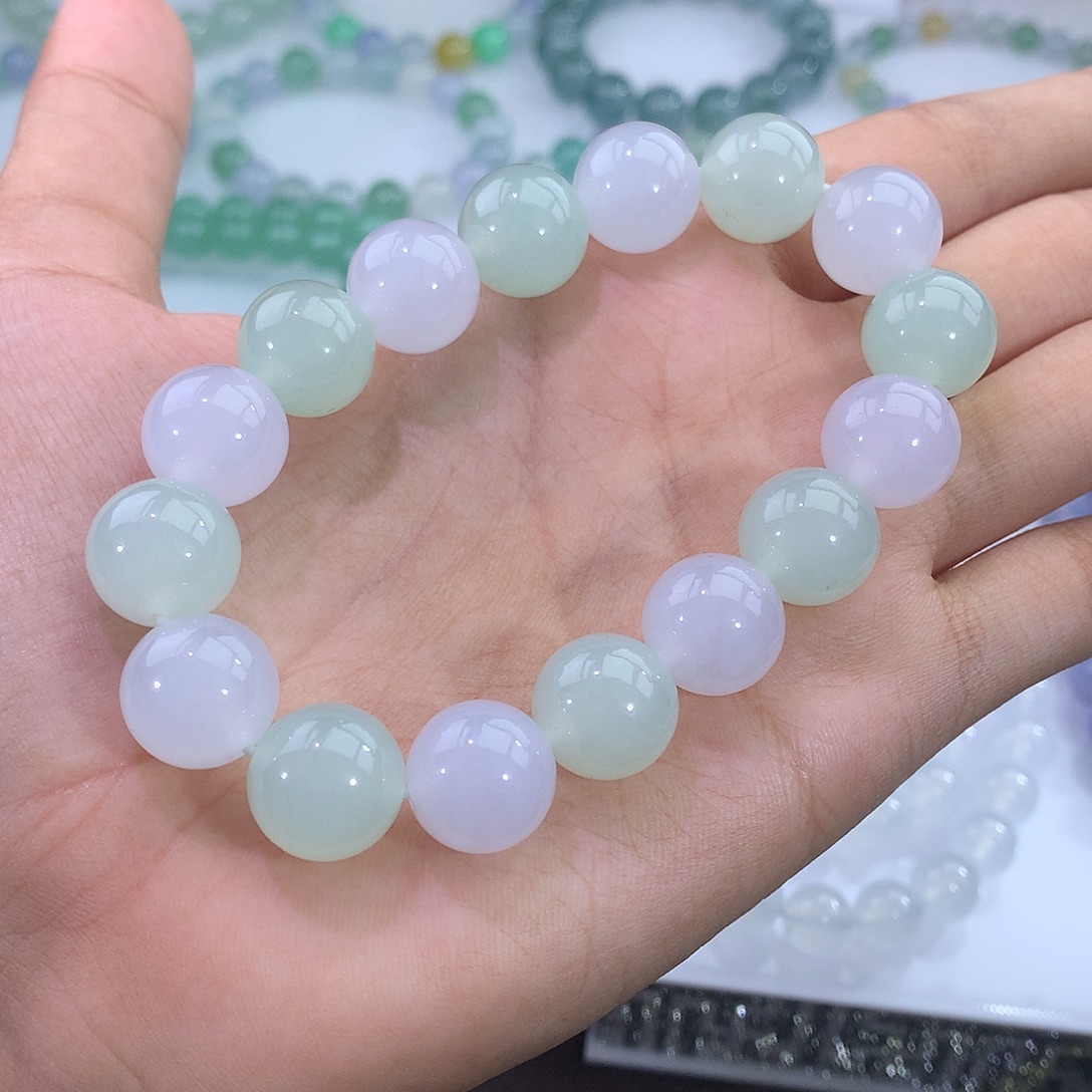 未镶嵌手链翡翠冰胶双彩手串