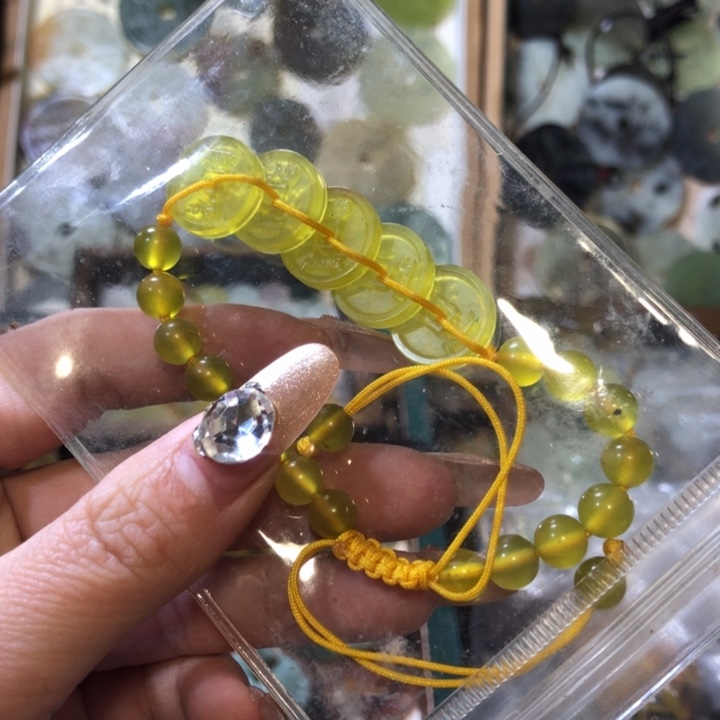 岫玉岫玉五帝钱手链未镶嵌