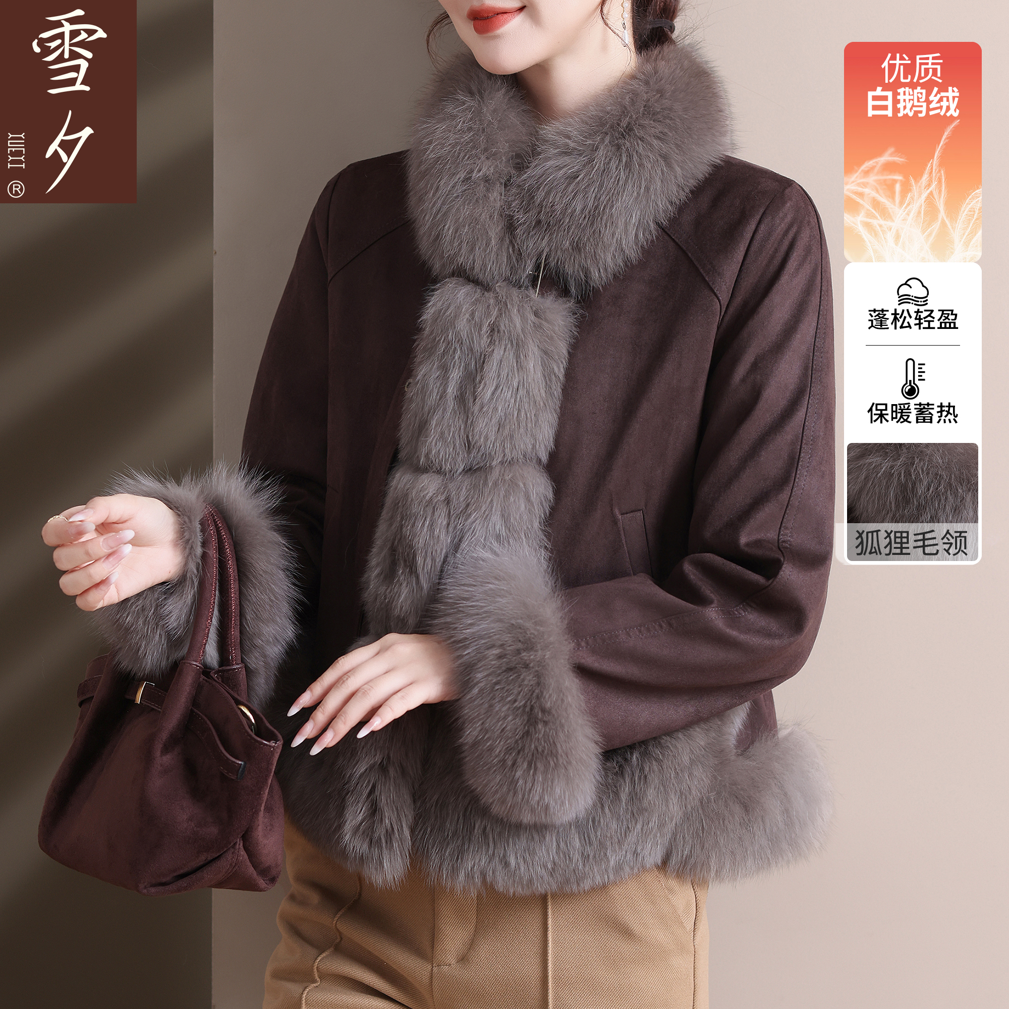 【高端鹅绒】妈妈冬装羽绒服新国标狐狸毛领女中老年加厚保暖外套