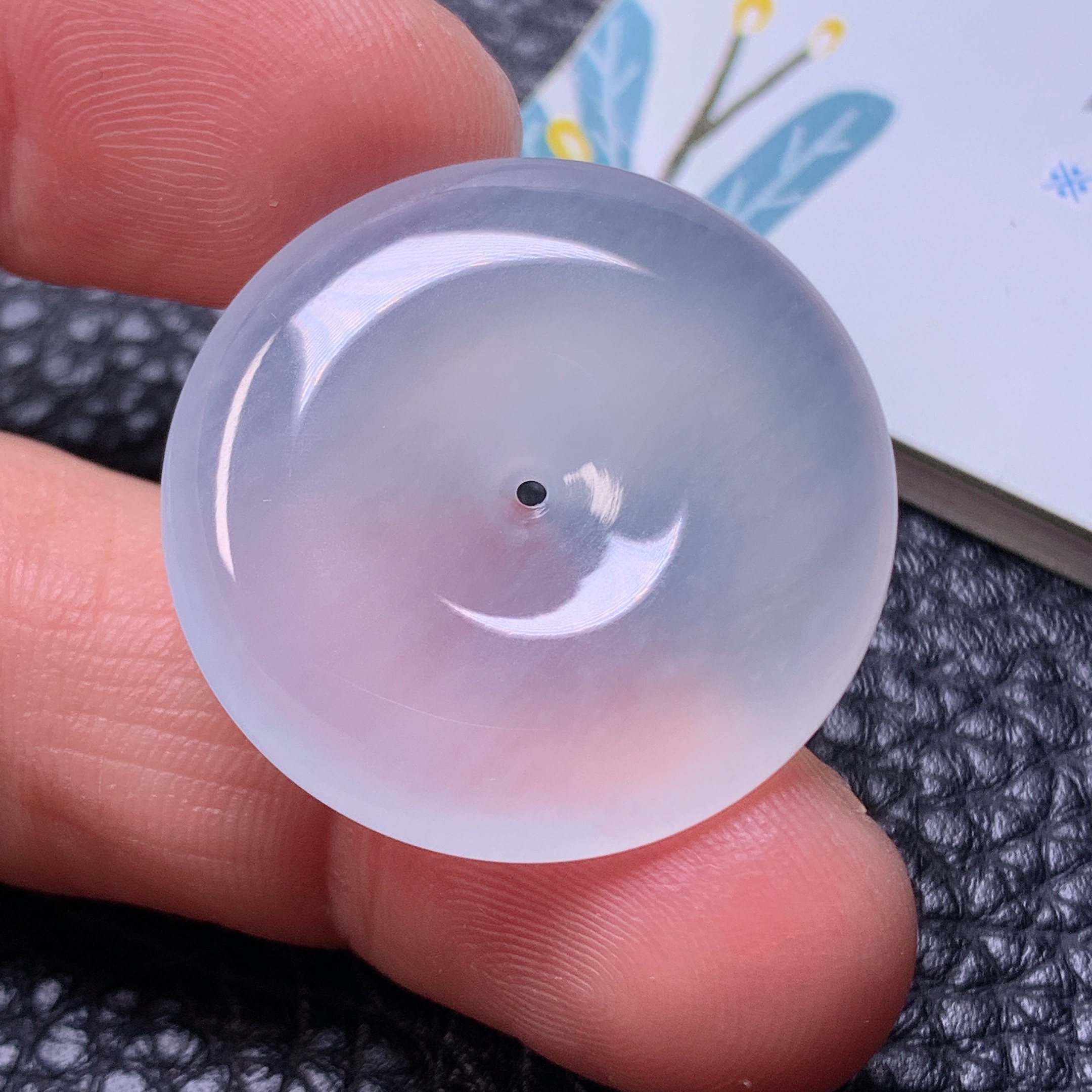 天然缅甸a货翡翠冰种白底平安扣玉吊坠高档纯净28/5.5