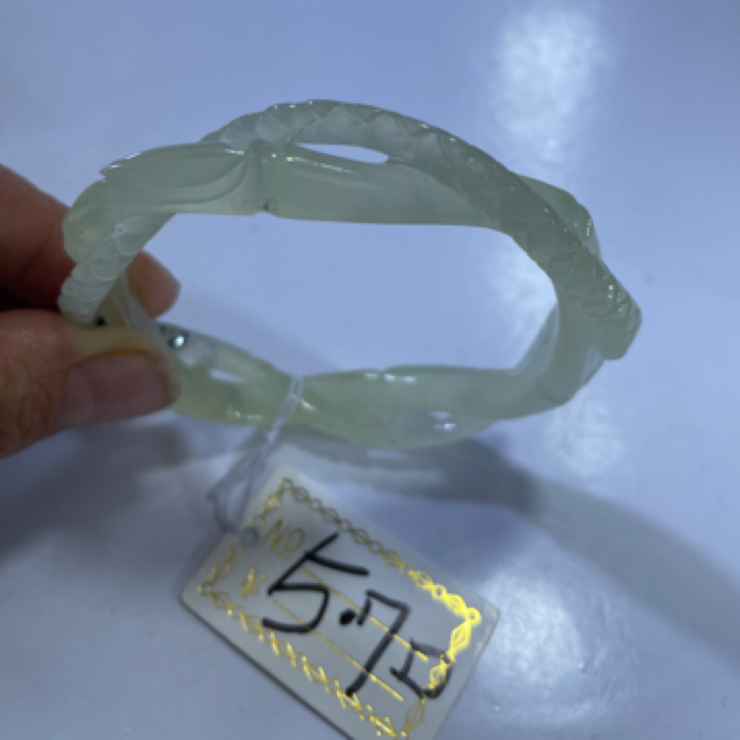 岫玉冰料蛇盘竹节，蛇护主57口径19号