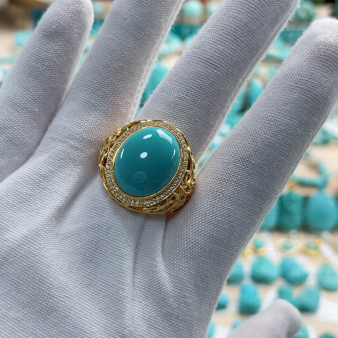 绿松石珠宝奇石18K金镶嵌