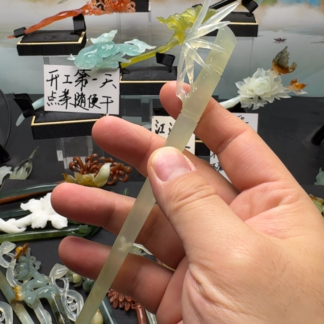岫玉发饰未镶嵌明君玉簪就是好看