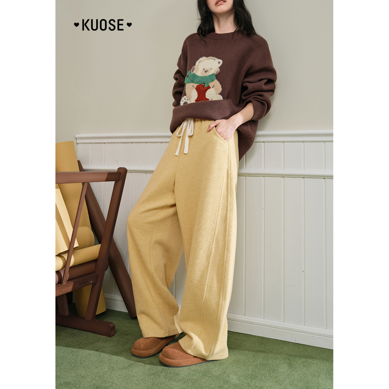 阔色垂感慵懒香蕉阔腿裤女2025秋冬新休闲显瘦直筒卫裤KSF2509011