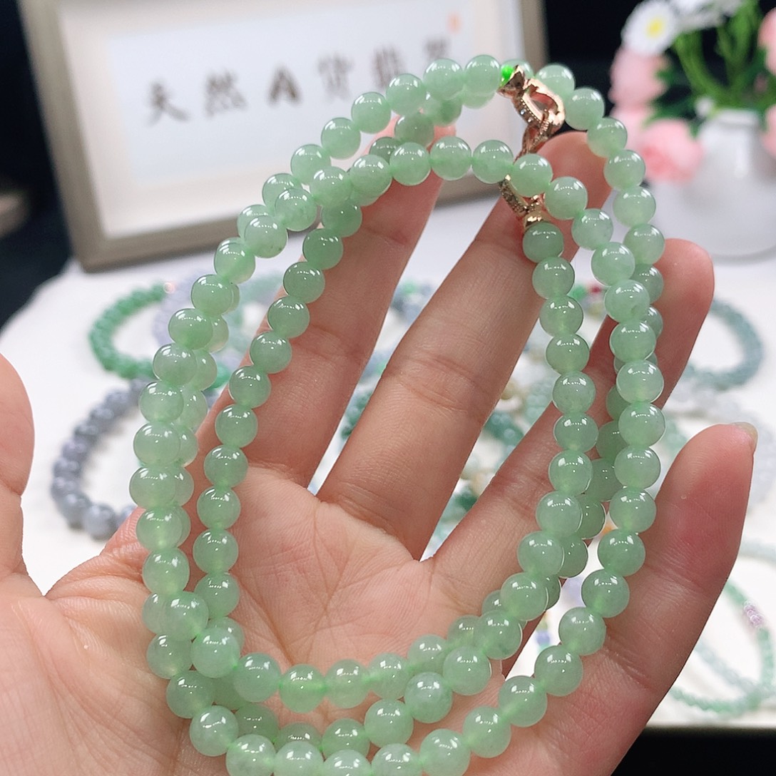 翡翠未镶嵌手链项链6mm