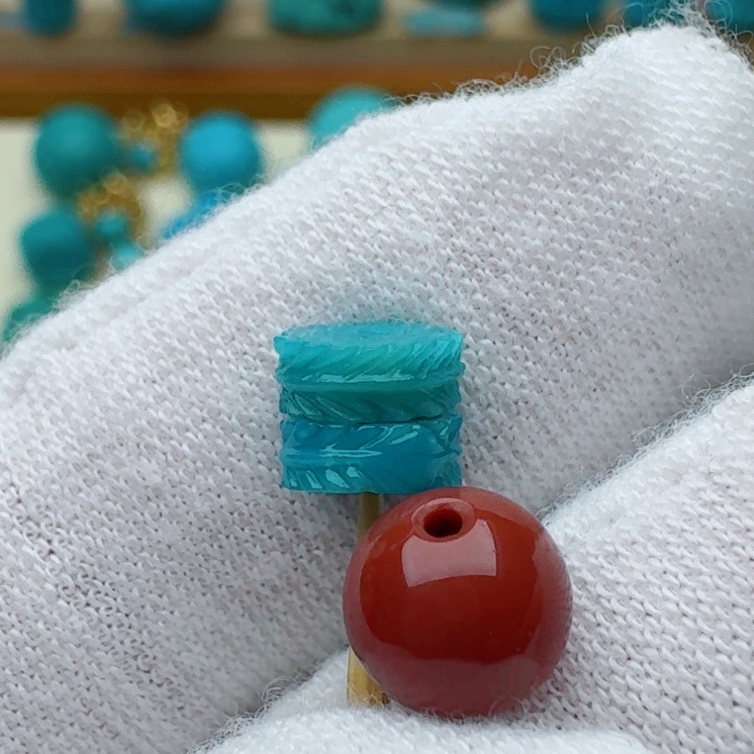 南红玛瑙未镶嵌直切隔片对珠6.2