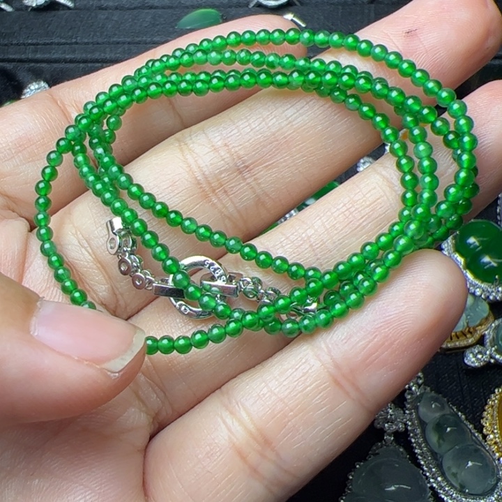 叶***子翡翠银S925镶嵌颈饰