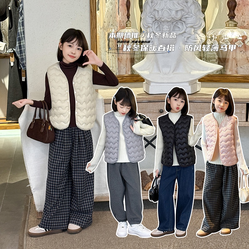 儿童保暖马甲秋冬季新款外穿棉马甲防风保暖男童女童百搭洋气外套