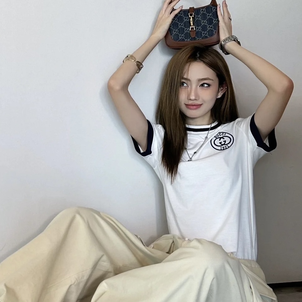 99新 GUCCI/古驰 SS23双G刺绣圆领短袖/M码/99新gucci衣服