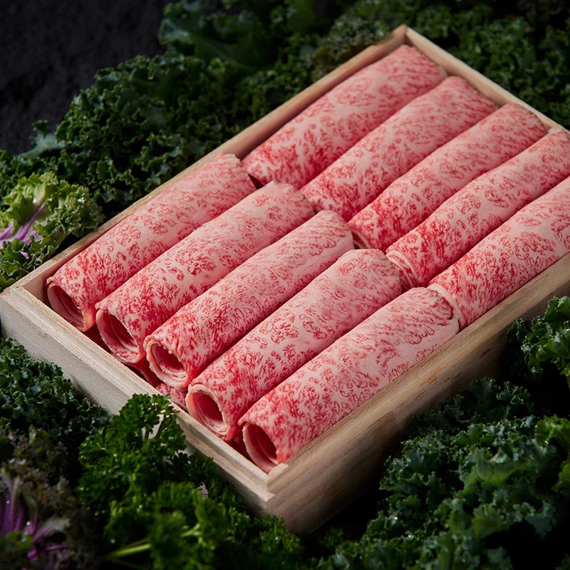 原切牛排木盒眼肉雪花卷日式寿喜烧韩式烤肉M9+