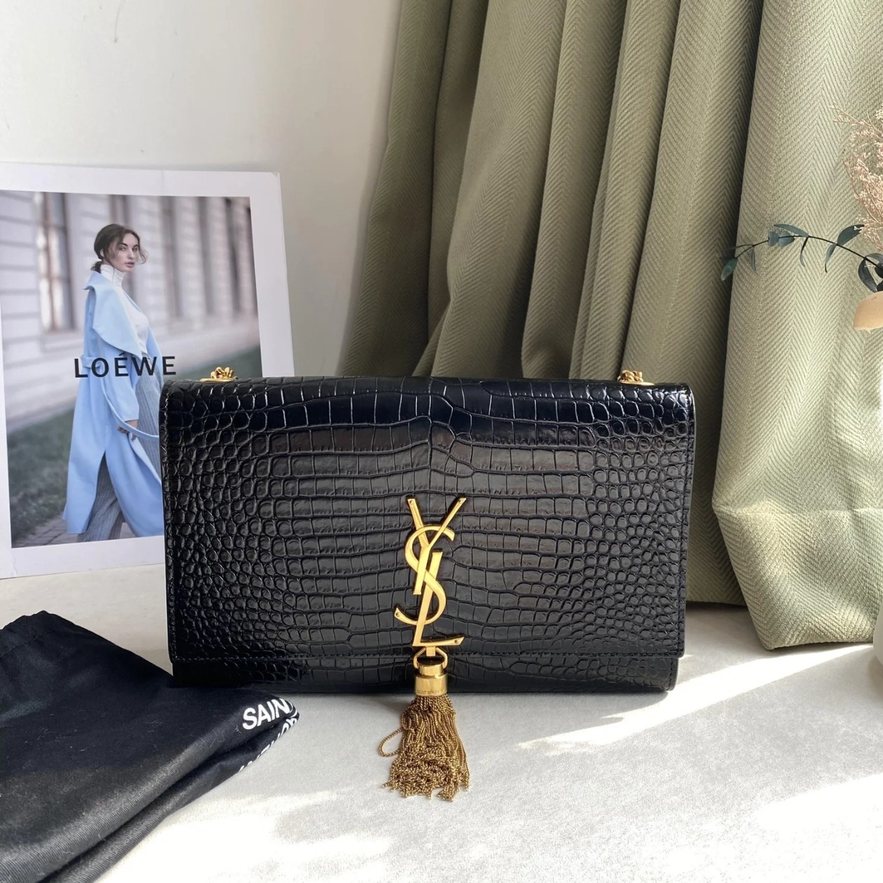 99新 YSL/圣罗兰 包展专属 YSL黑金流苏中号Kate 