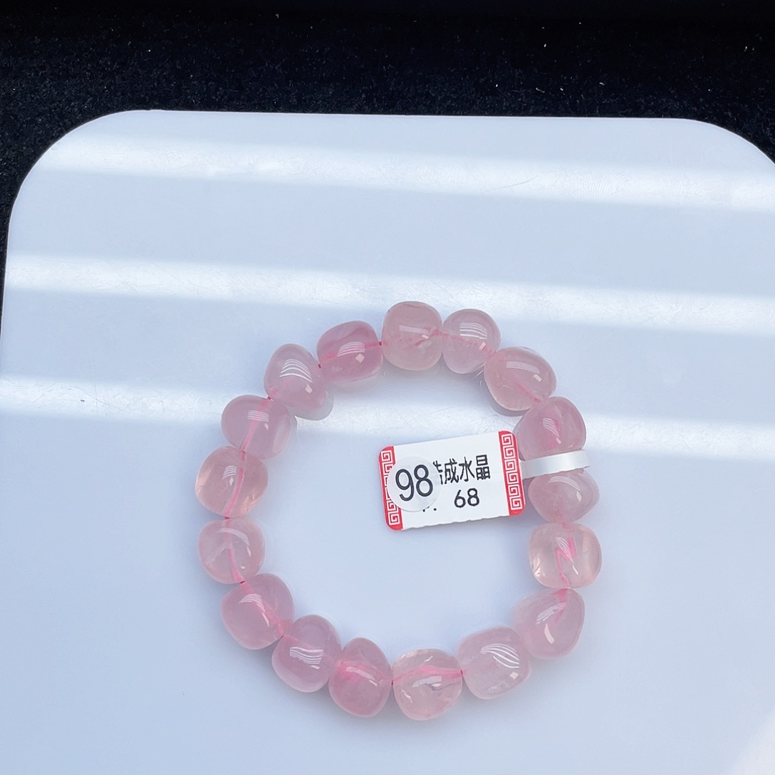 水晶手链未镶嵌方糖粉水10mm+