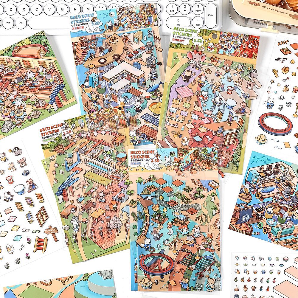 【Infeel.Me】今日营业中 第八弹PET2.5D微缩立体造景贴纸学生趣味