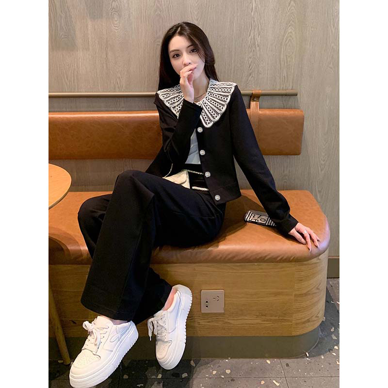 【沐紫】【两件套】套装女减龄显瘦时尚网红炸街阔腿裤两件套TX0065