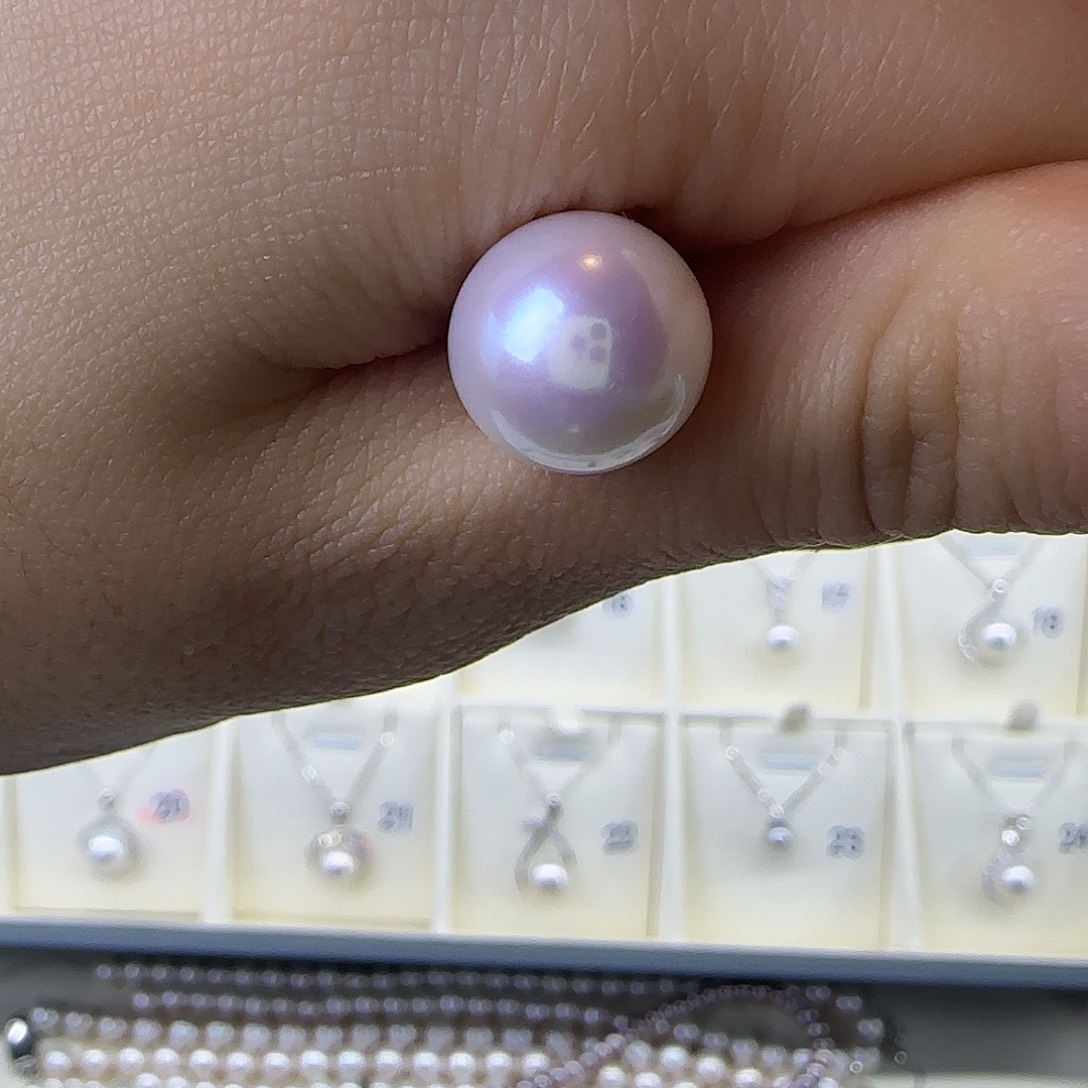 银S925镶嵌淡水珍珠颈饰11～12裸珠定制