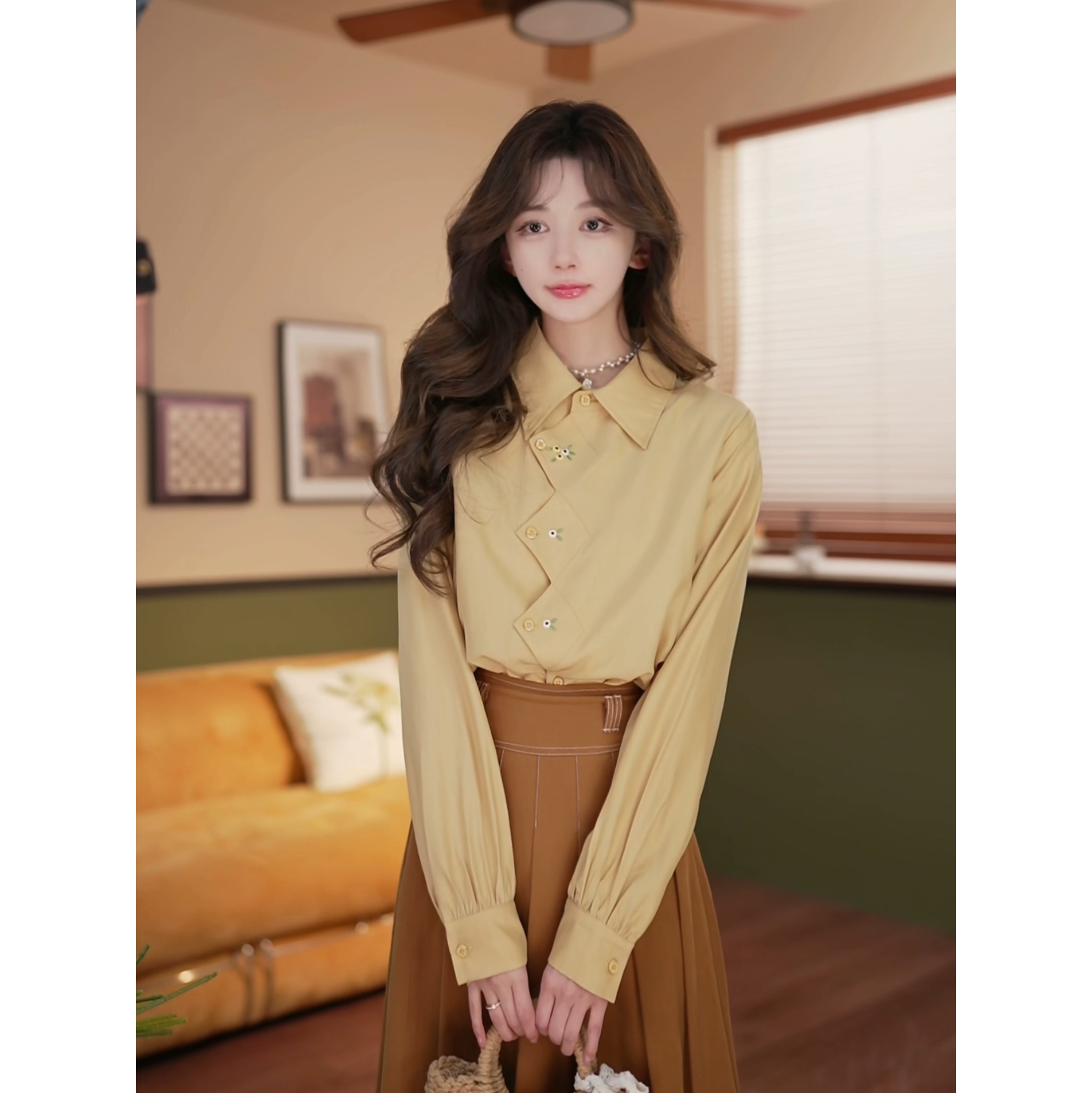 余紫绮【春日来信】春季新款长袖衬衫女百搭上衣ZF1102263