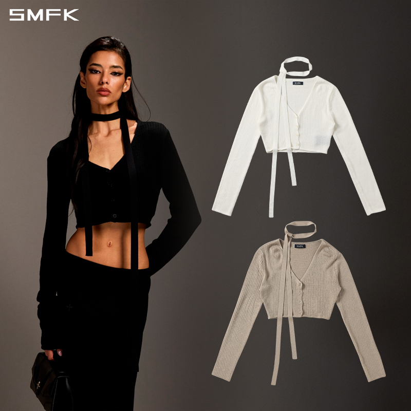 SMFK【娜扎同款】神话海妖短身针织开衫 CPK12B 修身编织长袖上衣