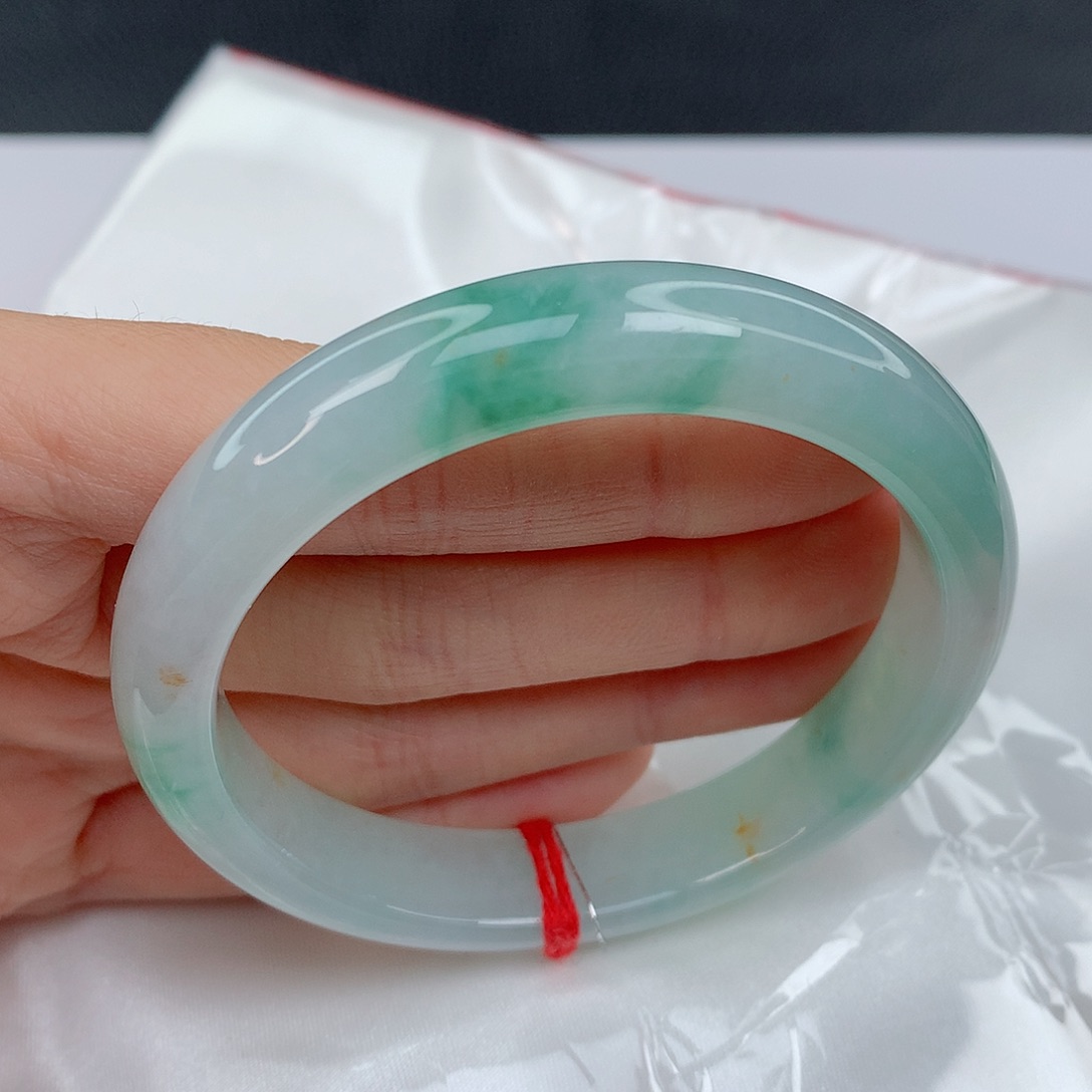 翡翠手镯未镶嵌56正圈耐看秀气种好清爽