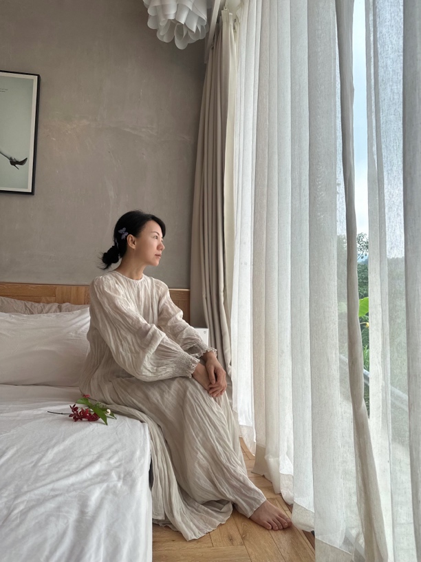 卓立秦 源头 Q1005 100%苎麻连衣裙 法式 慵懒 度假 居家 赴宴