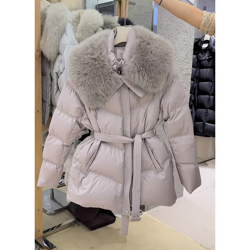 2025冬季新款韩版气质大毛领棉服女装收腰显瘦中长款加厚保暖外套