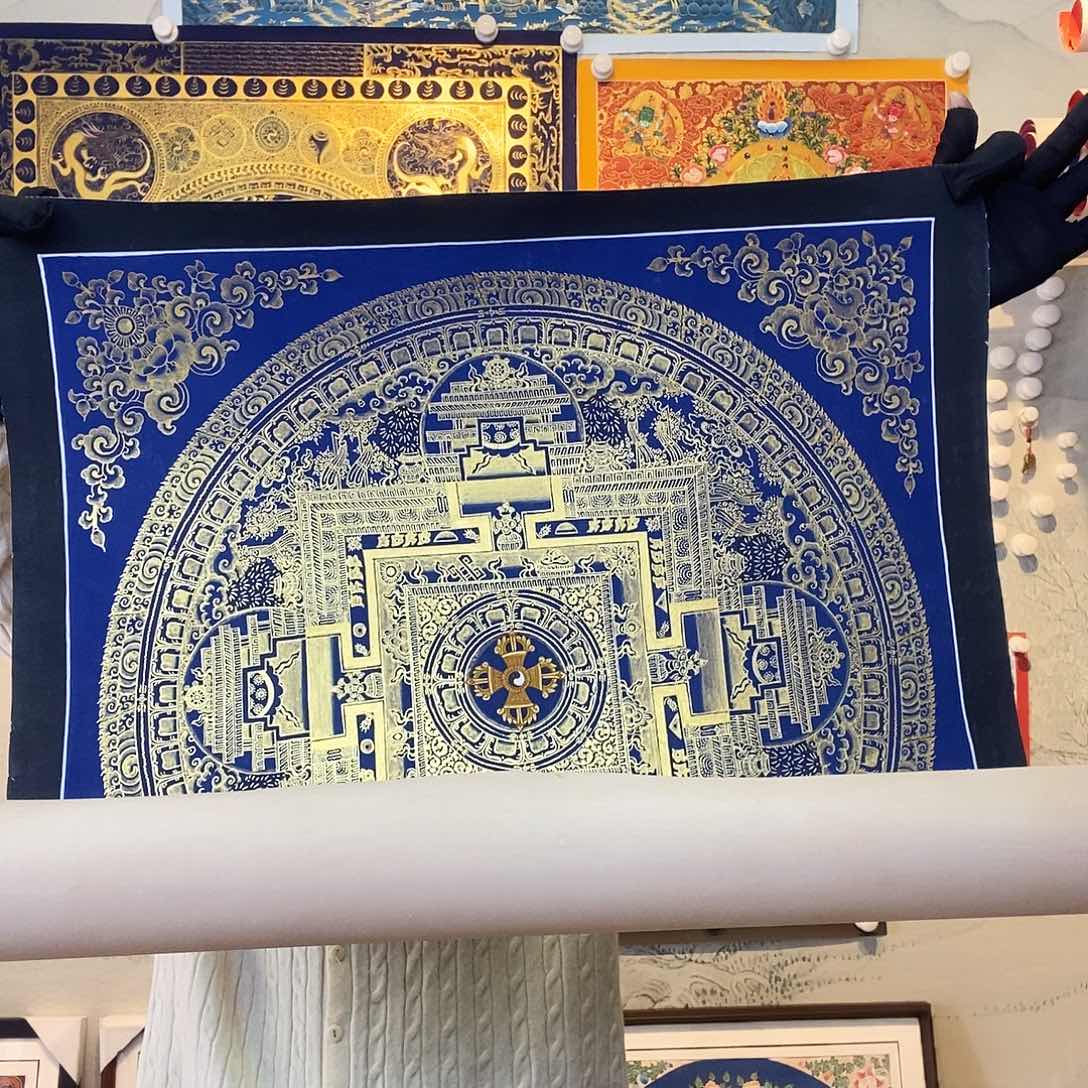 卷轴画纯手绘坛城唐卡50厘米左右