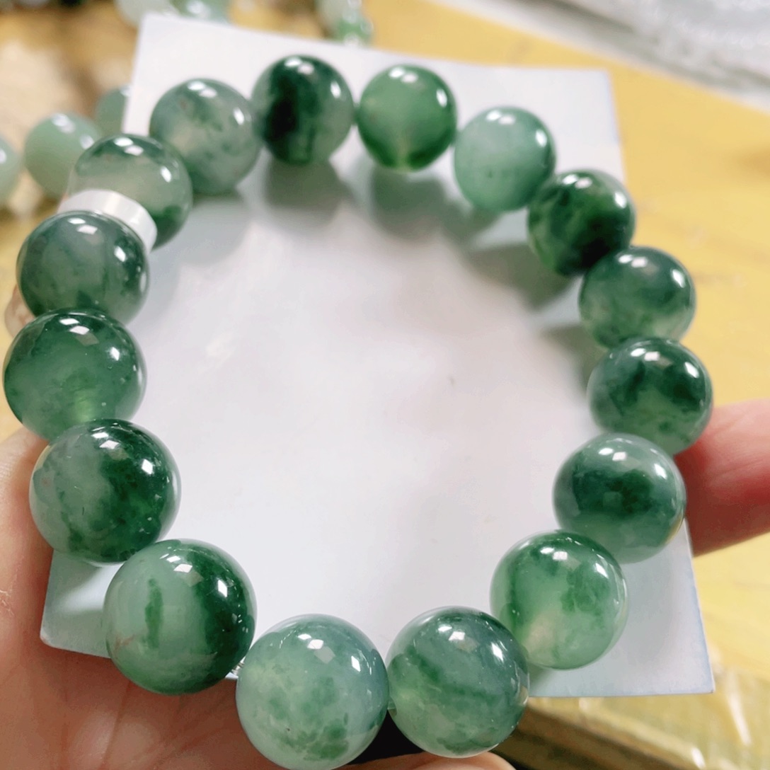 翡翠手链未镶嵌天然翡翠手链12.8mm 