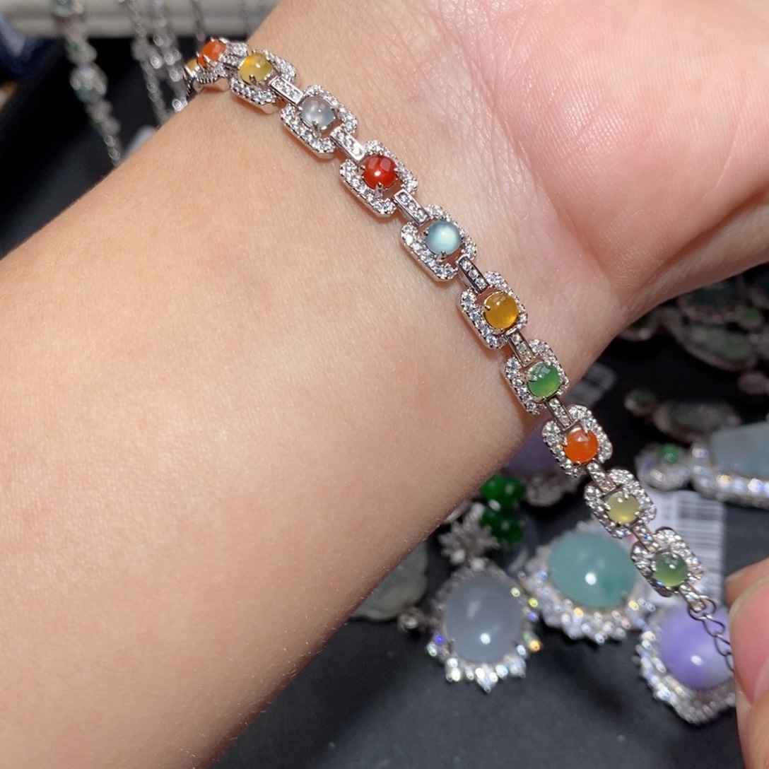 翡翠手链银S925镶嵌b h ko