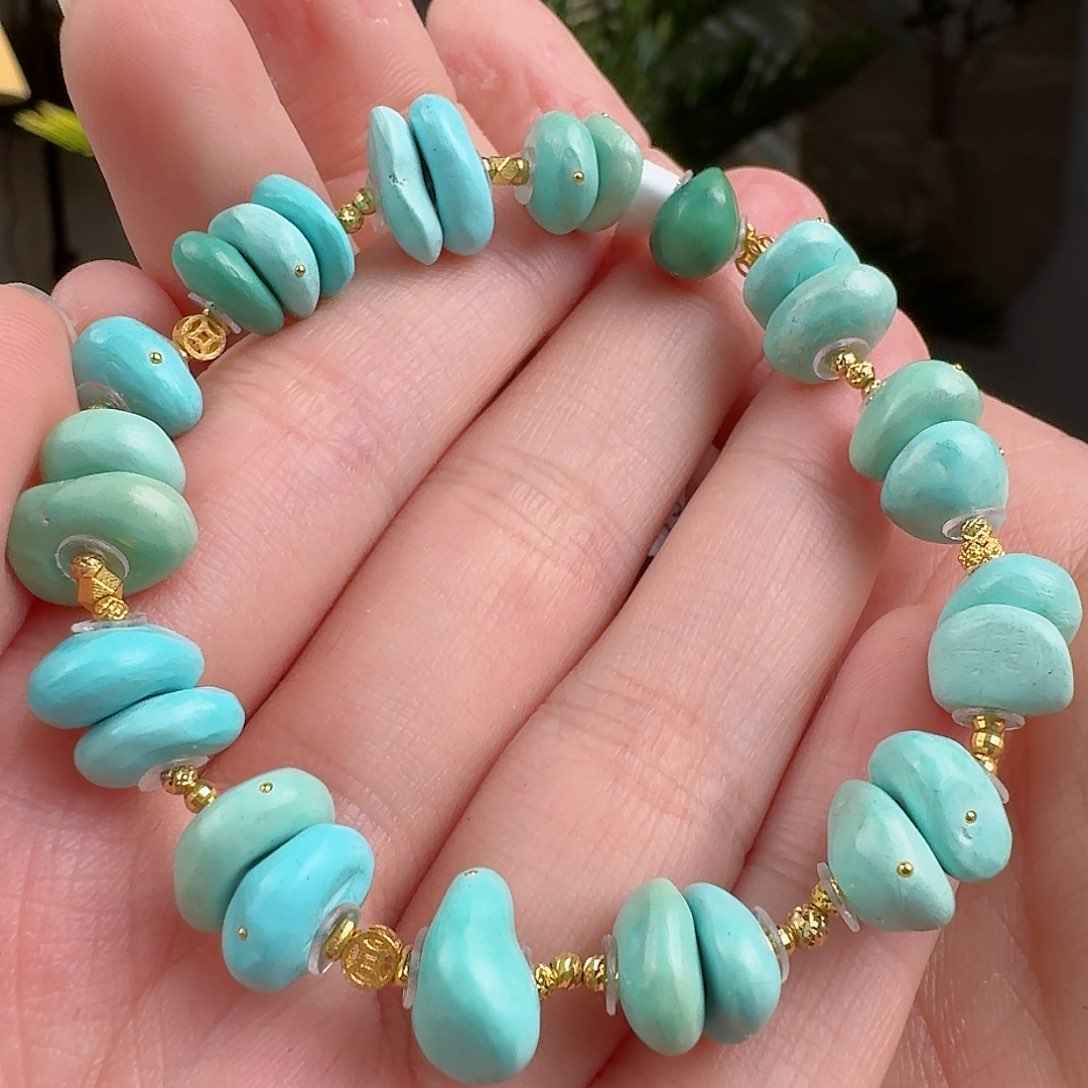 绿松石珠宝奇石18K金镶嵌