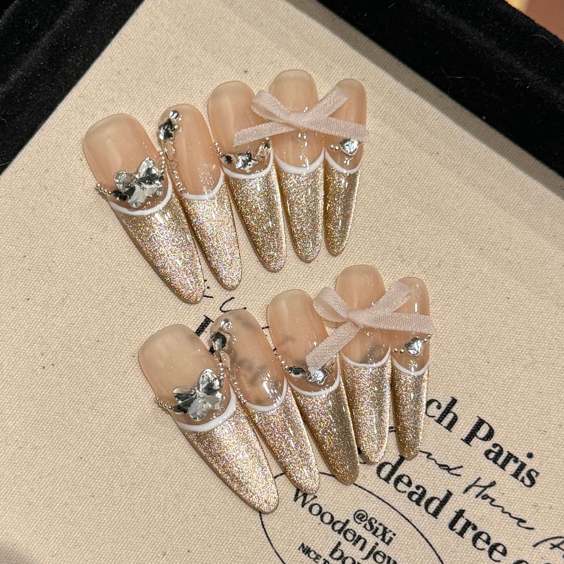 【香槟流金】手作高货精品爆款4.0穿戴美甲高级感假指甲