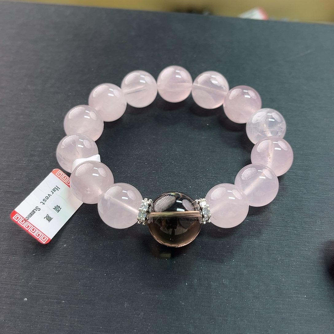 未镶嵌手链水晶粉水晶加茶水晶设计款手串