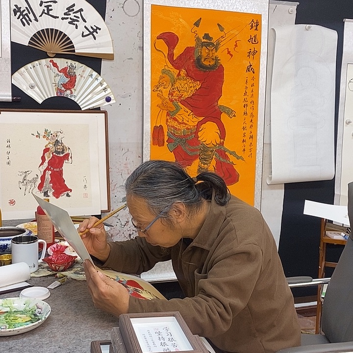 用***7国画宣纸对联钟馗