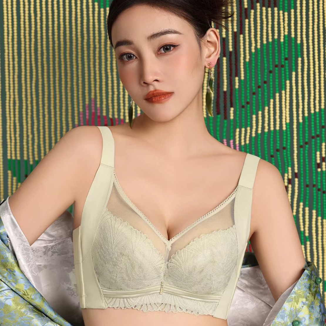 歌慕尔大胸显小全罩杯内衣女收副乳防下垂调整型文胸