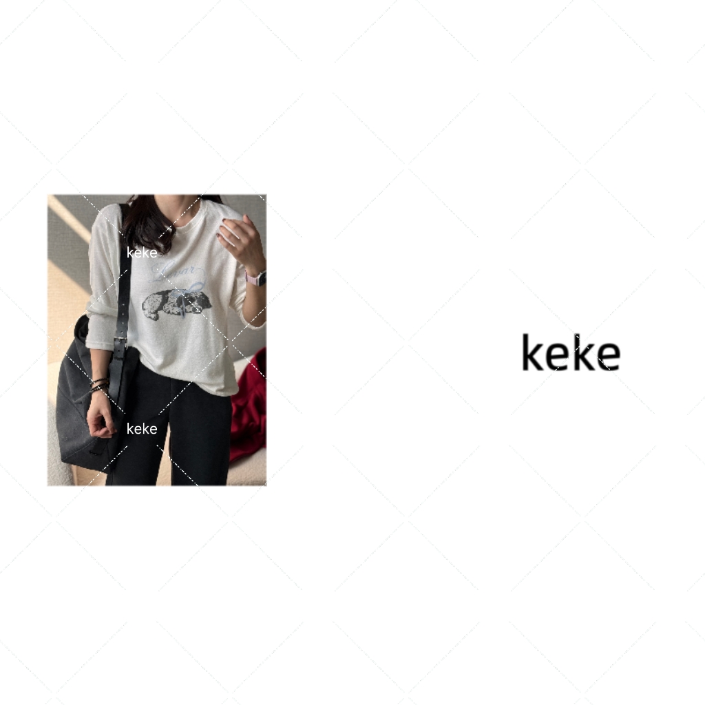 【Keke甄选好物】 纯棉加绒绒打底衫睡觉小狗圆领长袖女生T恤内搭