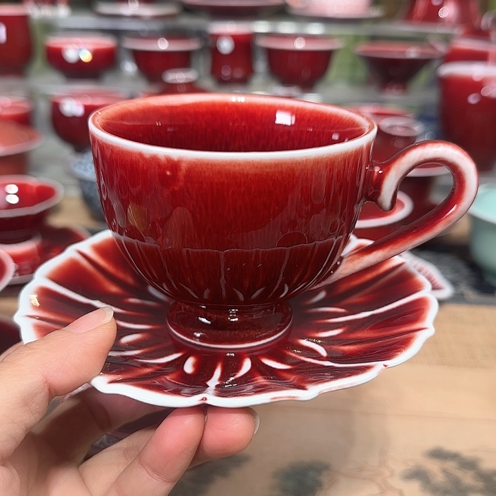 艺***8景德镇陶瓷红马坊杯